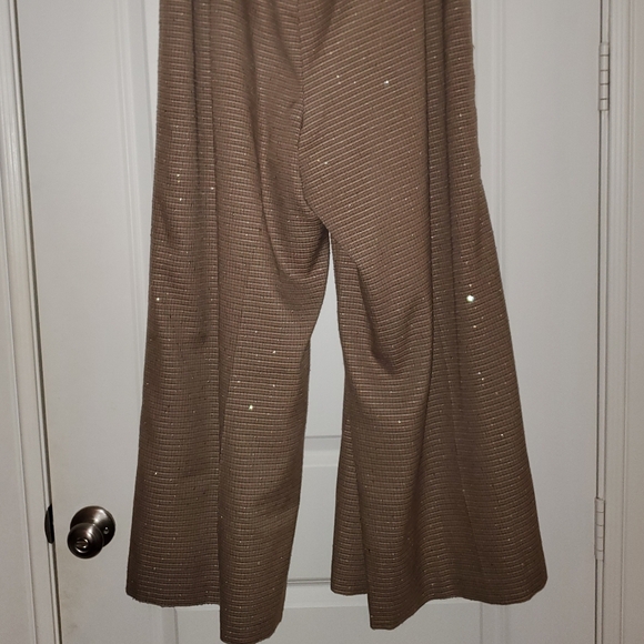 Maeve 18W, Plaid, Rhinestone, Anthropologie Tan Wide Leg Pants - Picture 5 of 8